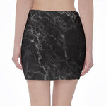Black White Smoke Marble Print Pencil Mini Skirt