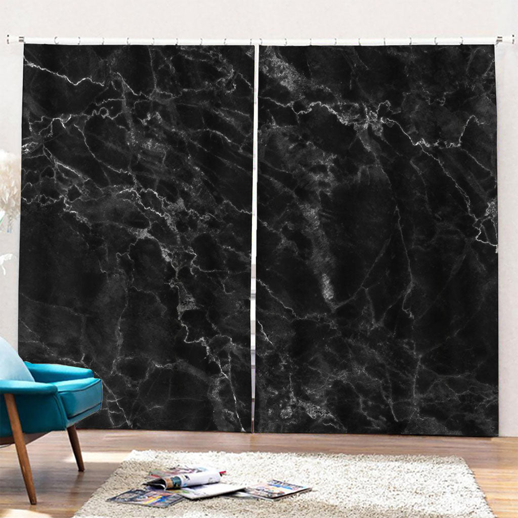 Black White Smoke Marble Print Pencil Pleat Curtains