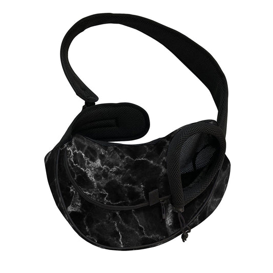 Black White Smoke Marble Print Pet Sling Carrier