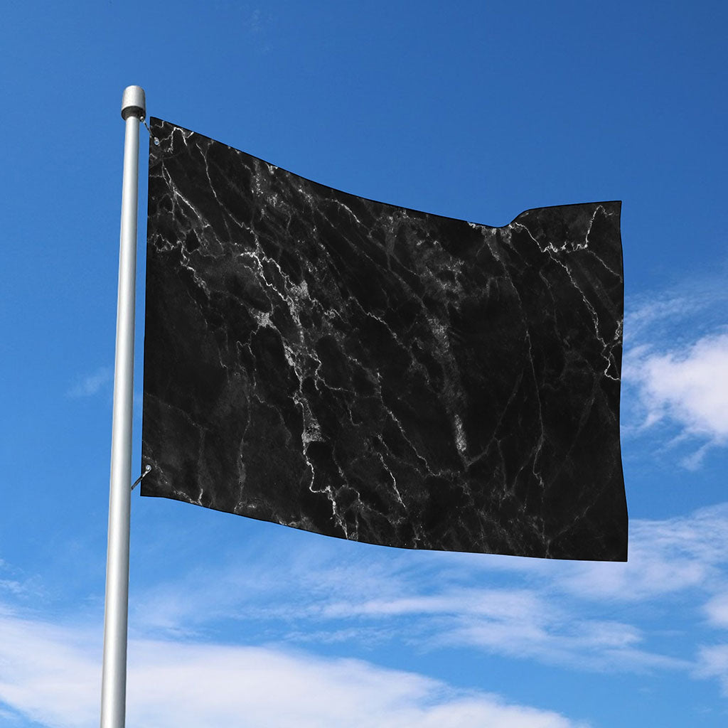 Black White Smoke Marble Print Polyester Flag