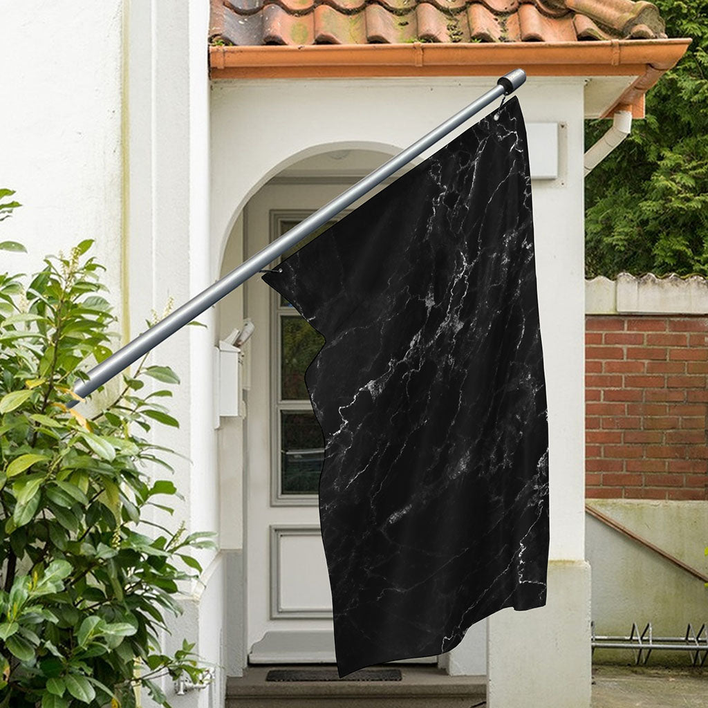 Black White Smoke Marble Print Polyester Flag