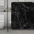 Black White Smoke Marble Print Polyester Shower Curtain
