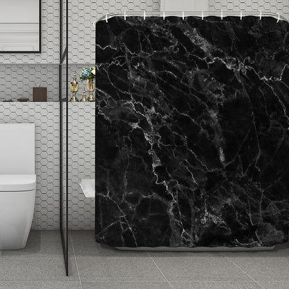 Black White Smoke Marble Print Polyester Shower Curtain