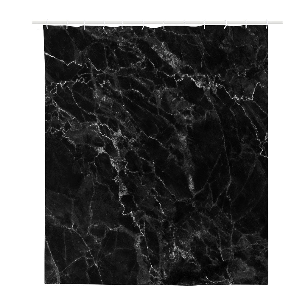 Black White Smoke Marble Print Polyester Shower Curtain