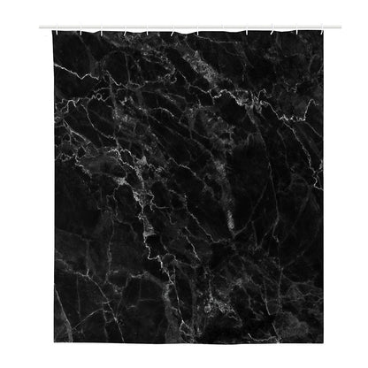 Black White Smoke Marble Print Polyester Shower Curtain