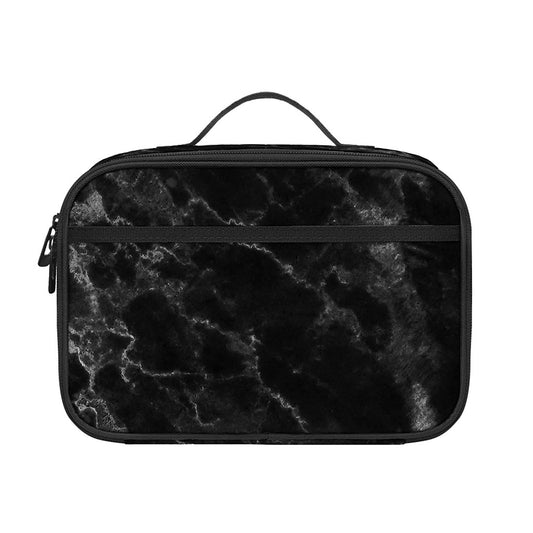Black White Smoke Marble Print Portable Lunch Bag