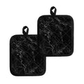 Black White Smoke Marble Print Pot Holders