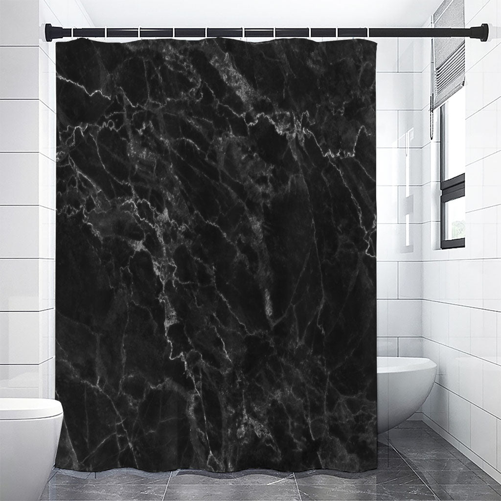 Black White Smoke Marble Print Premium Shower Curtain