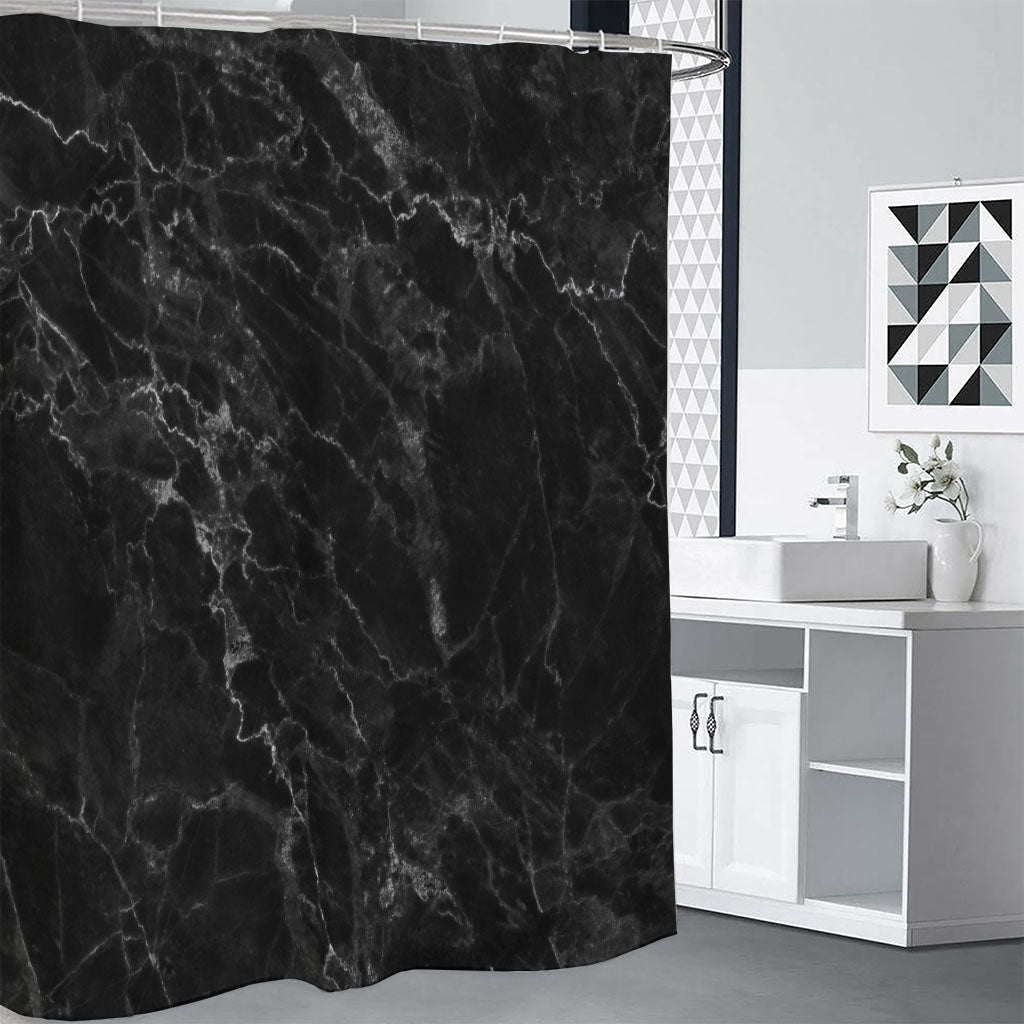 Black White Smoke Marble Print Premium Shower Curtain