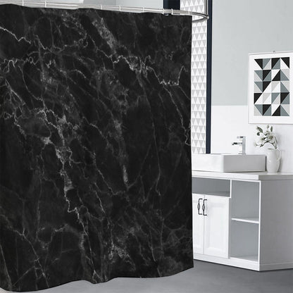 Black White Smoke Marble Print Premium Shower Curtain