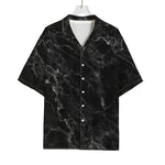 Black White Smoke Marble Print Rayon Hawaiian Shirt