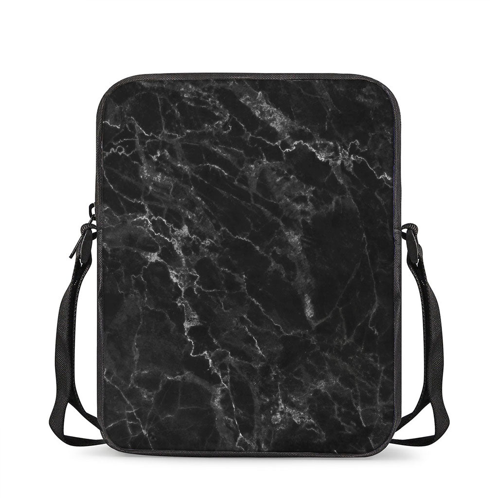 Black White Smoke Marble Print Rectangular Crossbody Bag