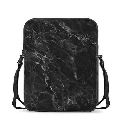 Black White Smoke Marble Print Rectangular Crossbody Bag
