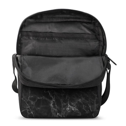 Black White Smoke Marble Print Rectangular Crossbody Bag