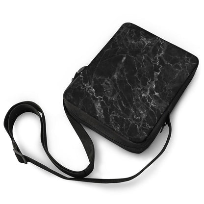 Black White Smoke Marble Print Rectangular Crossbody Bag