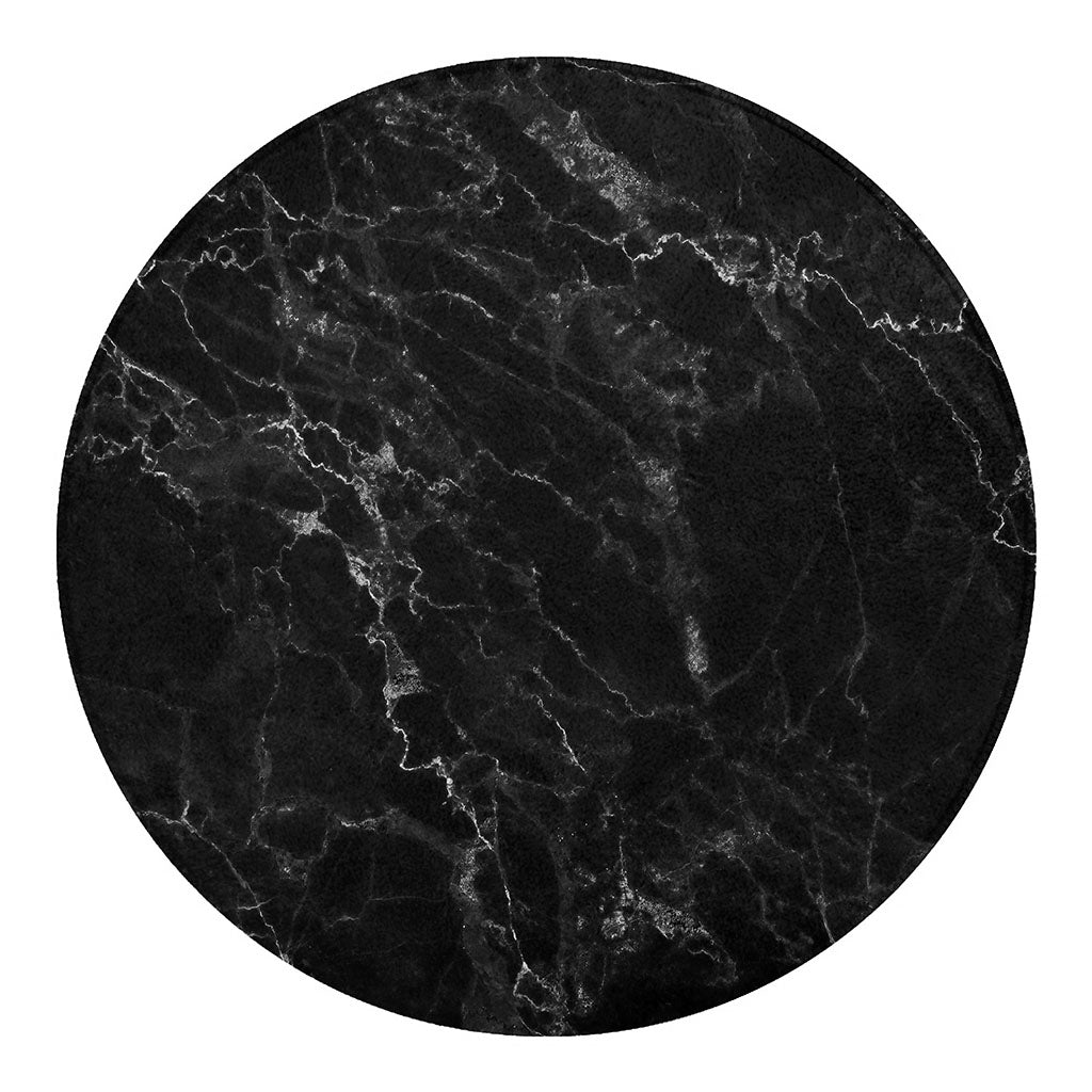 Black White Smoke Marble Print Round Blanket