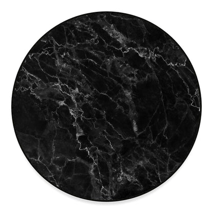 Black White Smoke Marble Print Round Floor Mat