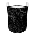 Black White Smoke Marble Print Round Laundry Basket