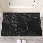 Black White Smoke Marble Print Rubber Doormat