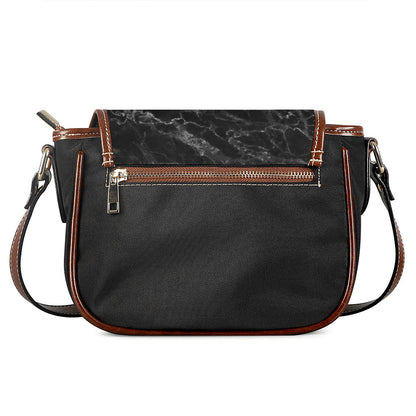 Black White Smoke Marble Print Saddle Bag