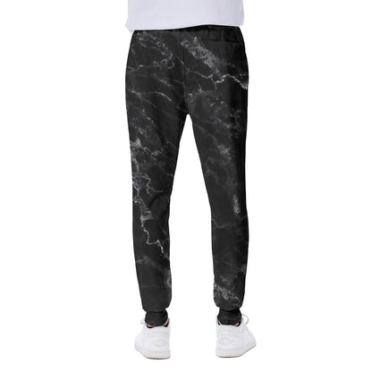 Black White Smoke Marble Print Scuba Joggers
