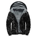 Black White Smoke Marble Print Sherpa Lined Zip Up Hoodie
