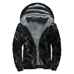 Black White Smoke Marble Print Sherpa Lined Zip Up Hoodie