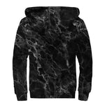 Black White Smoke Marble Print Sherpa Lined Zip Up Hoodie