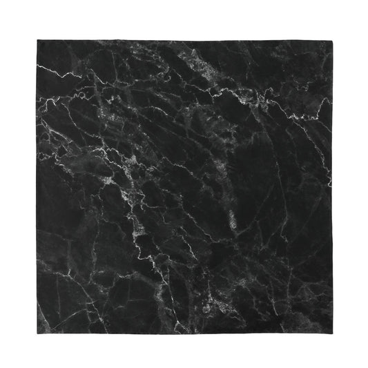 Black White Smoke Marble Print Silk Bandana