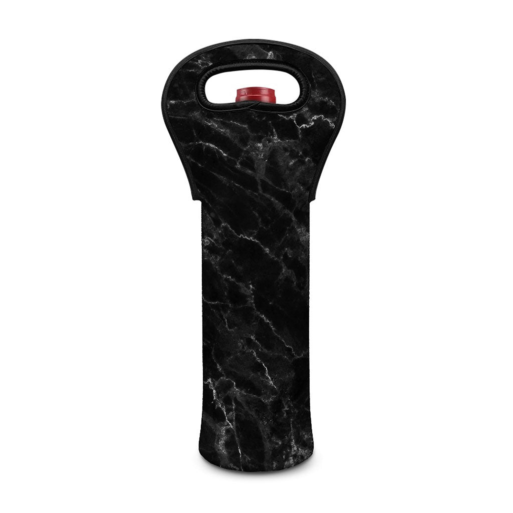 Black White Smoke Marble Print Single Neoprene Wine Tote