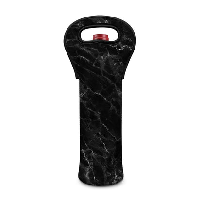 Black White Smoke Marble Print Single Neoprene Wine Tote