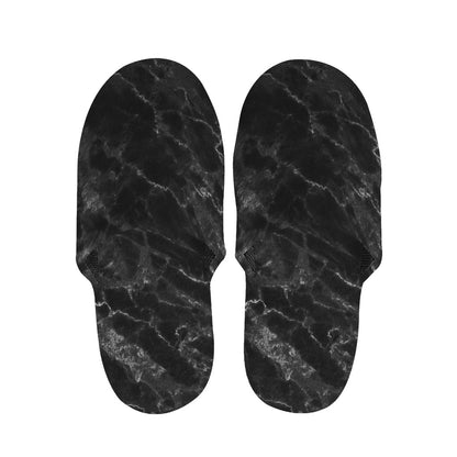Black White Smoke Marble Print Slippers
