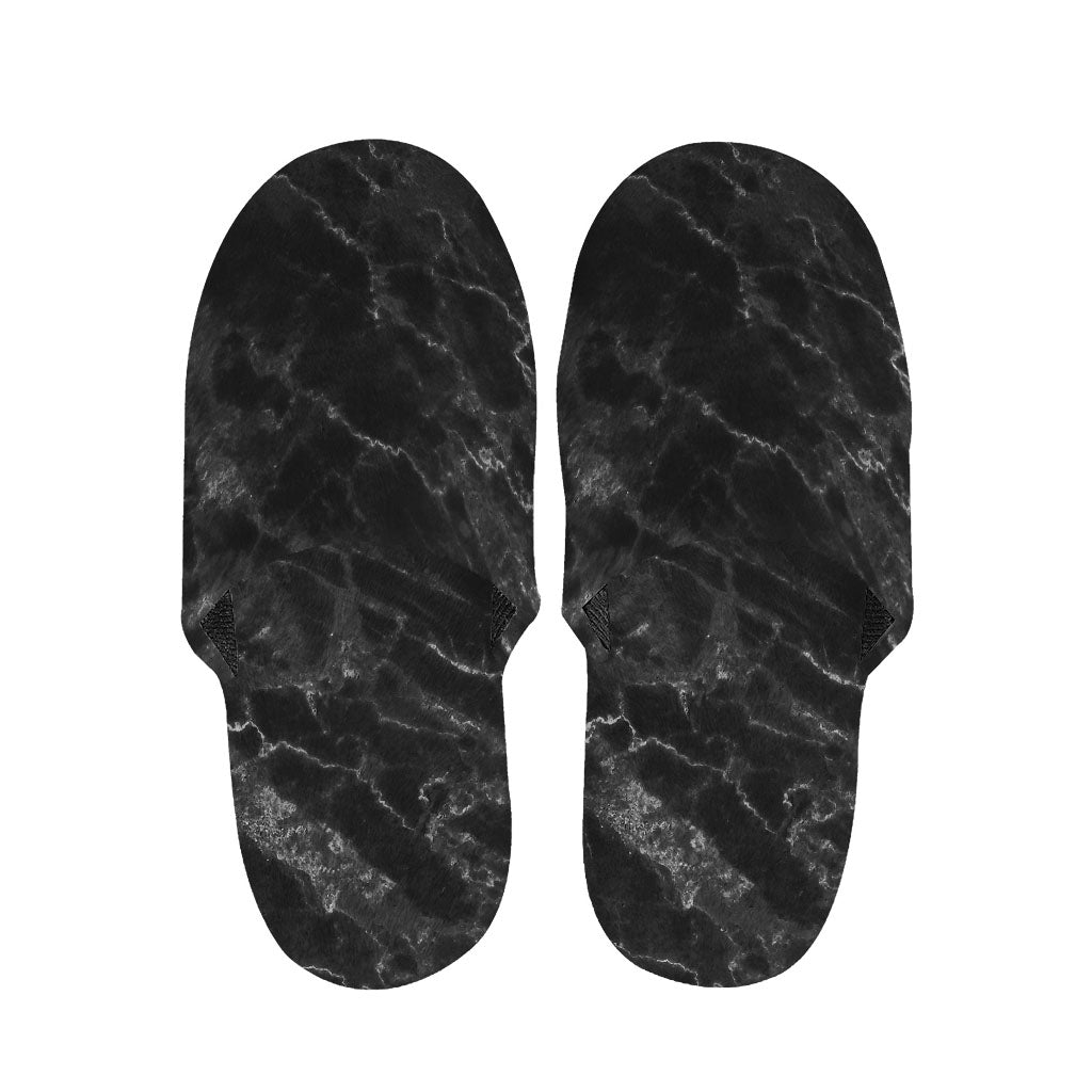 Black White Smoke Marble Print Slippers