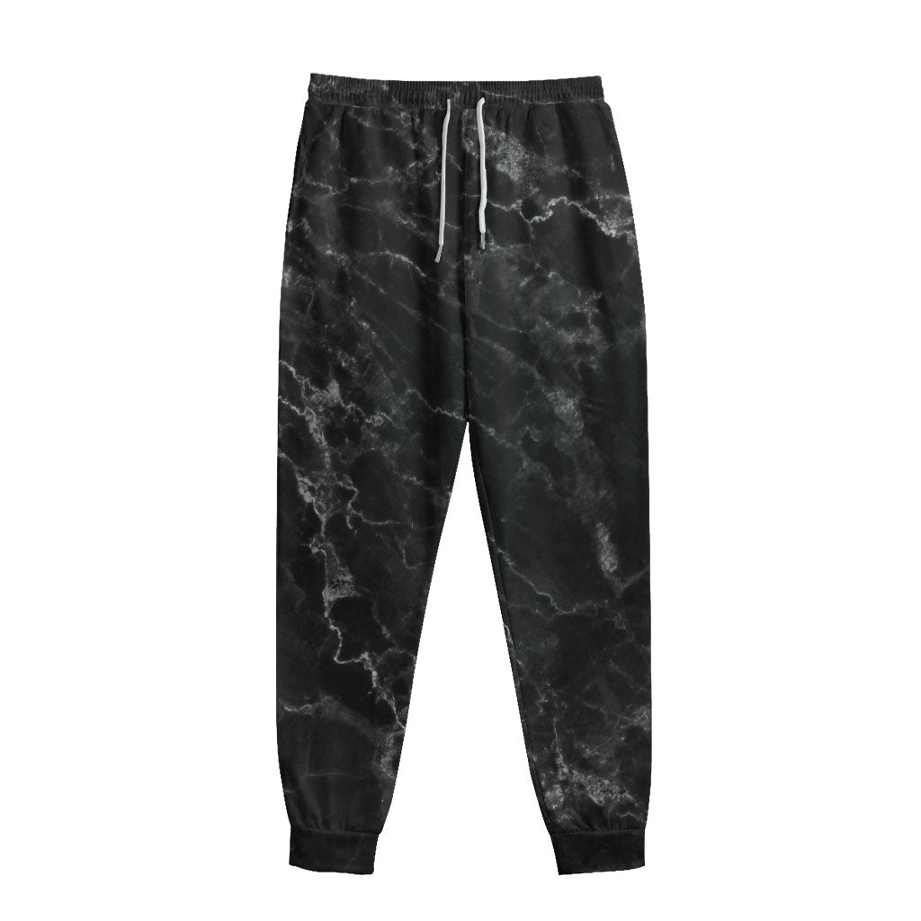 Black White Smoke Marble Print Sweatpants