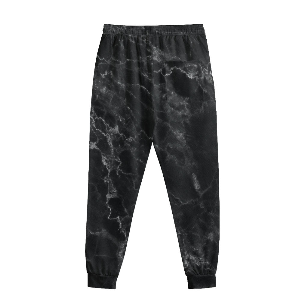 Black White Smoke Marble Print Sweatpants