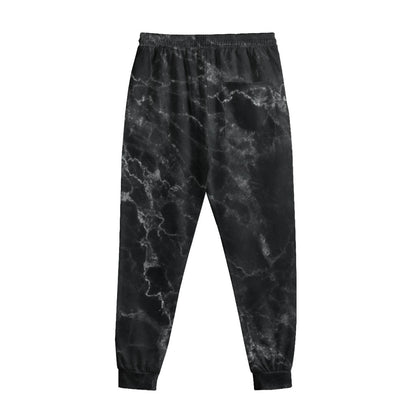 Black White Smoke Marble Print Sweatpants