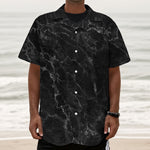 Black White Smoke Marble Print Textured Short Sleeve Shirt