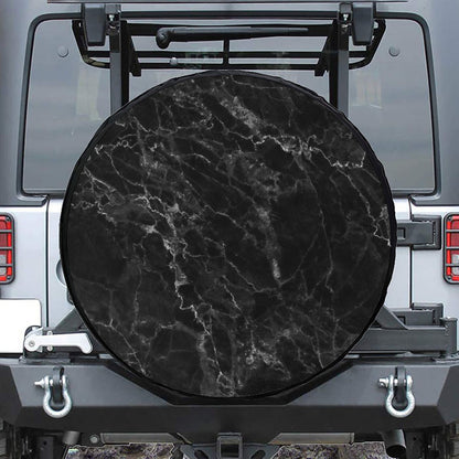 Black White Smoke Marble Print Tire Cover