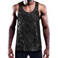 Black White Smoke Marble Print Men's Workout Tank Top
