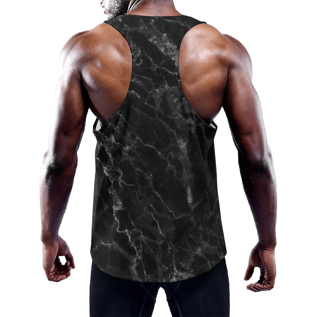 Black White Smoke Marble Print Training Tank Top