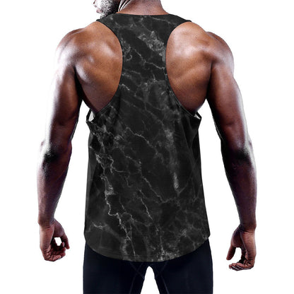 Black White Smoke Marble Print Training Tank Top