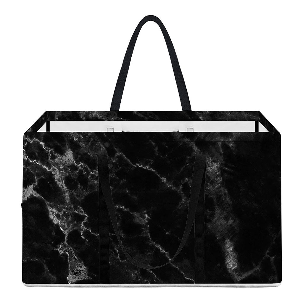 Black White Smoke Marble Print Utility Tote Bag