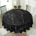Black White Smoke Marble Print Waterproof Round Tablecloth