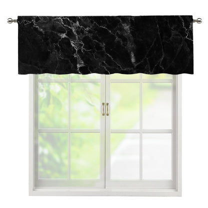 Black White Smoke Marble Print Window Valance