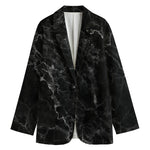 Black White Smoke Marble Print Women's Blazer