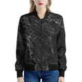 Black White Smoke Marble Print Women's Bomber Jacket