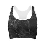 Black White Smoke Marble Print Women's Sports Bra