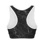 Black White Smoke Marble Print Women's Sports Bra