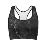 Black White Smoke Marble Print Women's Sports Bra