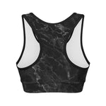 Black White Smoke Marble Print Women's Sports Bra